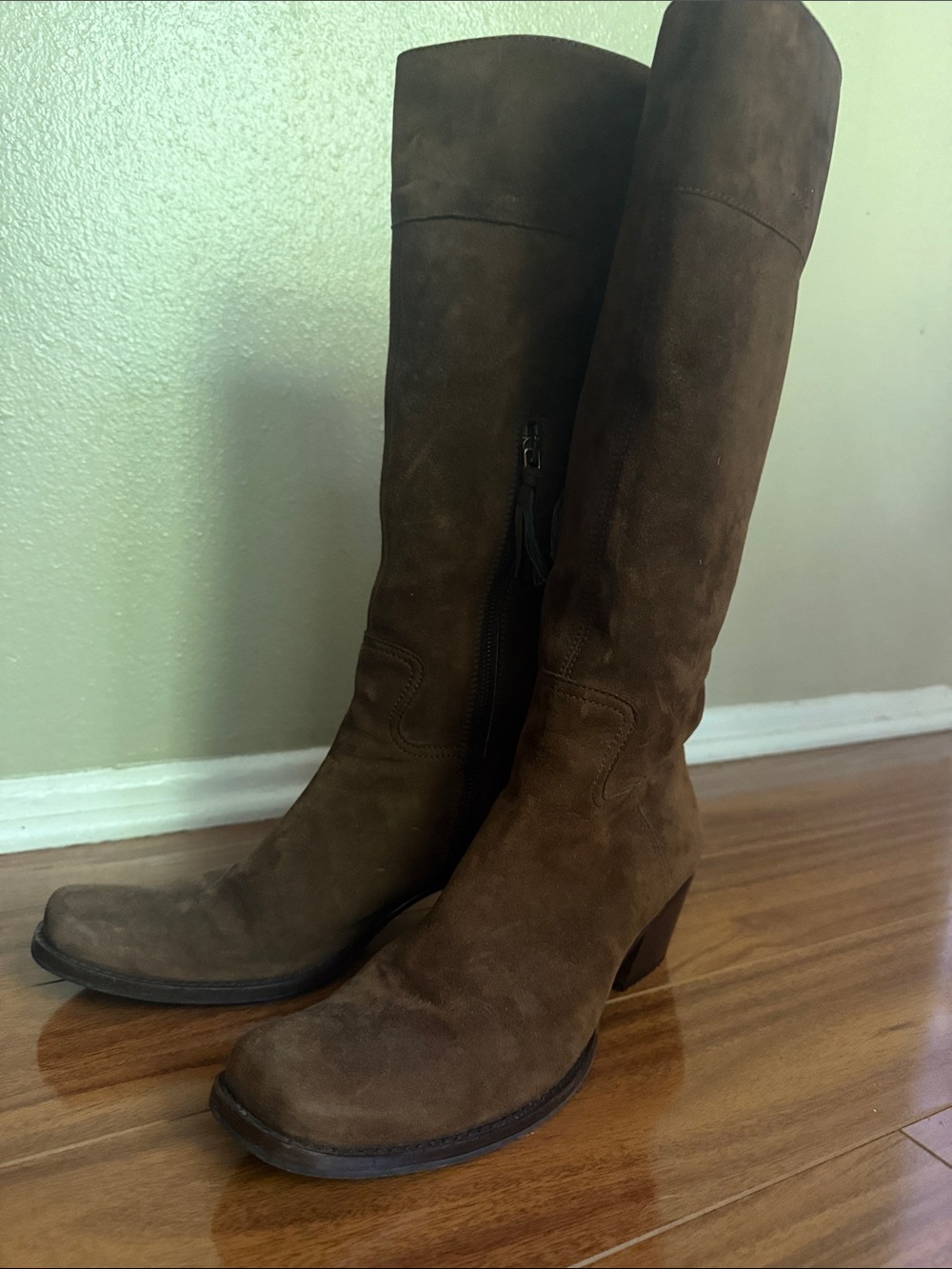 Brown Suede Knee-High Boots - Picture 2 of 9